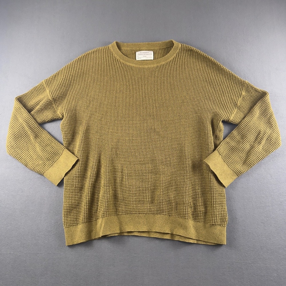 REI Co-op Wallace Lake Waffle Sweater Mens 1XLarge Green Cotton Knit 22238-F22